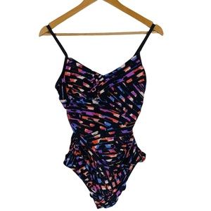 Aqua Green Mosaic Colorful One Piece Swimsuit Size Large